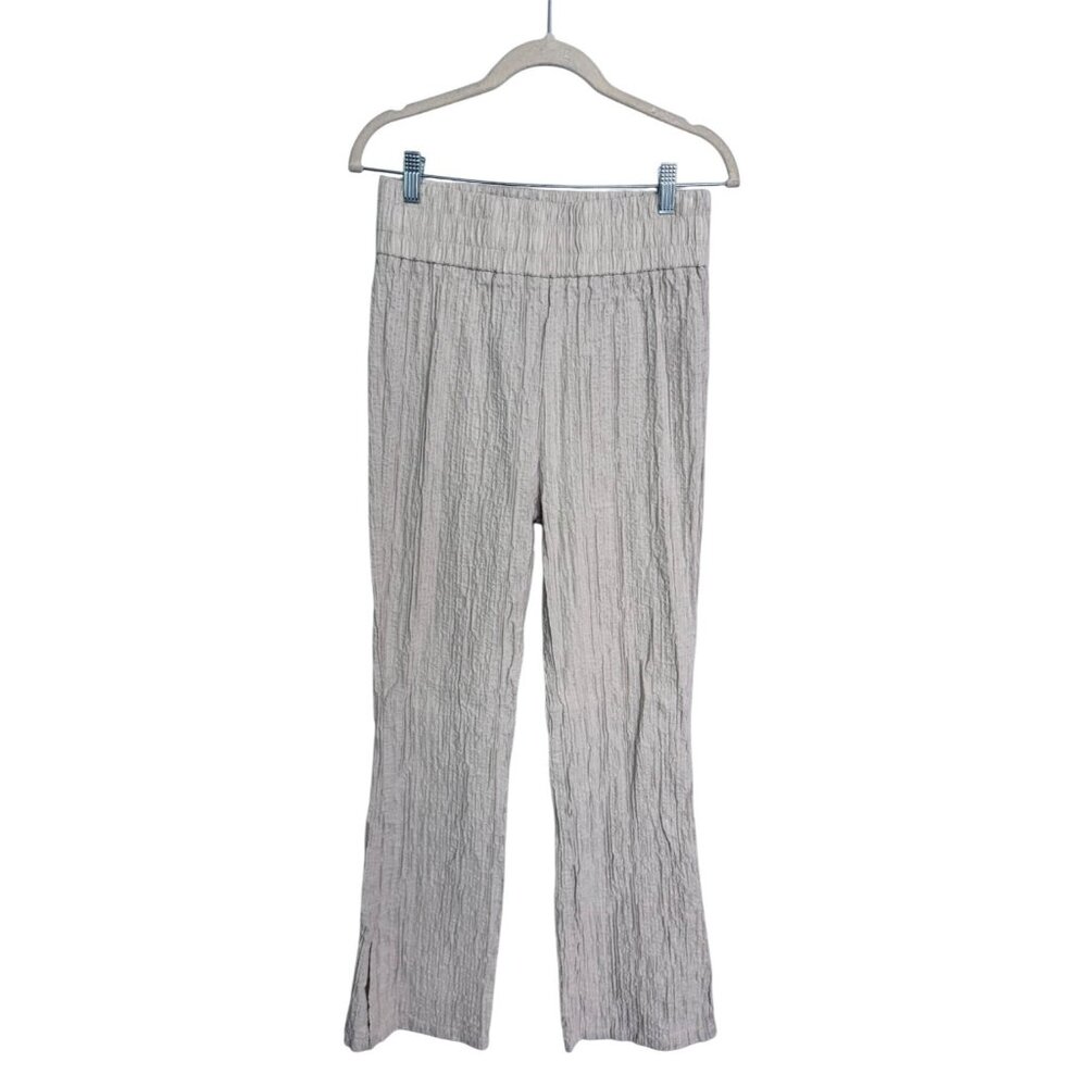 Maniere de voir cream linen straight leg crinkle pants size US small quiet luxur